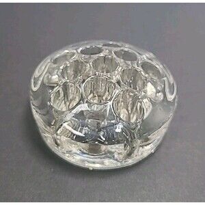 Vintage Clear Glass Round Flower Frog 11 Holes Floral Arrangement 3” Footed